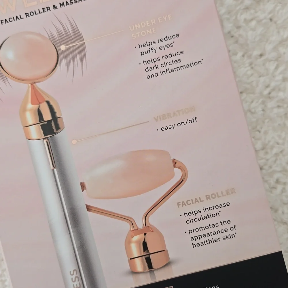 NEW Flawless Contour Vibrating Facial Roller & Massager Rose Gold